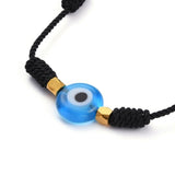 Adjustable Nylon Threads Braided Bead Bracelet Handmade Evil Eye Light Blue Z136