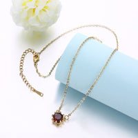 Yellow Gold Plated Necklace Pendant Flower Zirconia 20 Inches 1MM Lobster B179