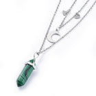 Malachite Bullet Pendant Necklace 316 Stainless Steel Lobster Clasp 16" Z509