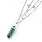 Malachite Bullet Pendant Necklace 316 Stainless Steel Lobster Clasp 16" Z509