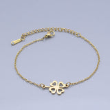 Stainless Steel Link Bracelet Lobster Clasp Clover Gold Silver Adjustable P265