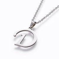 Stainless Steel Set Stud Earring Pendant Necklace Alphabet Letter 17.7" P495