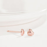 Brass Stud Earrings Heart Rose Gold Silver P553