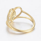 Stainless Steel Rings Wide Band Rings Hollow Heart Hamsa Fatima Gold Size 8 Z728