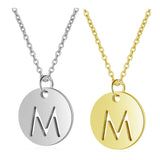 Stainless Steel Initial Pendant Necklace Alphabet Silver Gold Letter 16" A416