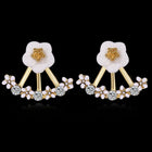 Yellow Gold Platinum Plated Earrings Drop Dangle AAA Zirconia  Stud Clasp L827