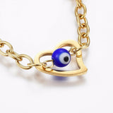 Stainless Steel Bracelet Evil Eye Beads Lobster Heart Gold Silver 8.6" 4mm P226