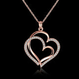 Rose Yellow Gold Silver Necklace Pendant Heart Zirconia 20" 2MM Lobster B332