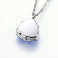 Stainless Steel Set Pendant Necklace Earrings Zirconia Drop Blue Red 18" P745