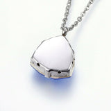 Stainless Steel Set Pendant Necklace Earrings Zirconia Drop Blue Red 18" P745