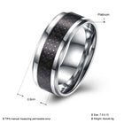Stainless Steel Mens Band Carbon Fiber Silver Black Blue Ring B556