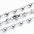 Stainless Steel Necklace Lobster Ion Plating Heart 18" 45.5cm Z643