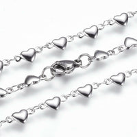 Stainless Steel Necklace Lobster Ion Plating Heart 18" 45.5cm Z643