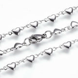 Stainless Steel Necklace Lobster Ion Plating Heart 18" 45.5cm Z643
