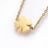 Stainless Steel Set Pendant Necklace Earrings Bracelets Clover Gold 16.54" P736