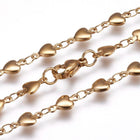 304 Stainless Steel Chain Necklace Lobster Ion Plating (IP) Heart Gold 18"  A424