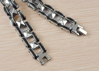 Men Unisex Stainless Steel Rubber Bracelet Chain Link 8.5" G2