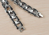 Men Unisex Stainless Steel Rubber Bracelet Chain Link 8.5" G2