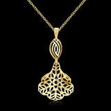 Yellow Gold Plated Necklace Pendant Flower Drop 19 Inches 1MM Lobster Clasp B299