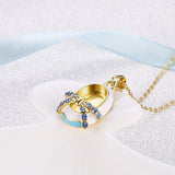 Yellow Gold Plated Necklace Pendant  AAA Zirconia  Lobster Clasp B178