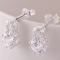 Sterling Silver Plated Earrings Butterfly Stud Zirconia  Push Back Clasp L691