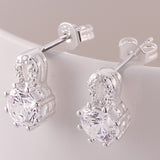 Sterling Silver Plated Earrings Butterfly Stud Zirconia  Push Back Clasp L691