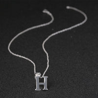 Sterling Silver Plated Necklace Women Pendant Initial Letter Alphabet B375