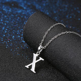 Sterling Silver Plated Necklace Women Pendant Initial Letter Alphabet B375