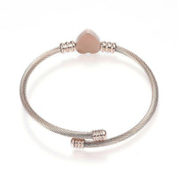 316 Stainless Steel Torque Bangles Heart Flexible Rose Gold Silver 2.2" P281