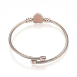 316 Stainless Steel Torque Bangles Heart Flexible Rose Gold Silver 2.2" P281