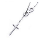 Stainless Steel Chain Lariat Necklace Lobster Infinity Cross Gold 17" 1mm A215