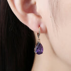 Yellow Gold Platinum Plated Earrings Drop Dangle Zirconia L585