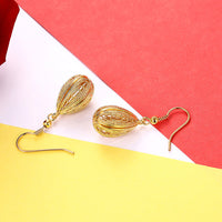 Yellow Gold Platinum Plated Earrings Drop Dangle Fish Hook Clasp L640