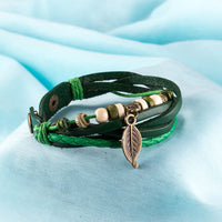 Leather Bracelet Butterfly 8 Inches 15MM Push button  L441