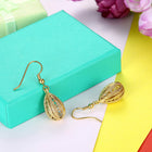 Yellow Gold Platinum Plated Earrings Drop Dangle Fish Hook Clasp L640