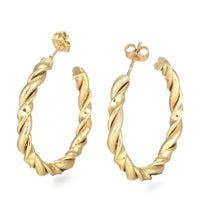 Stainless Steel Half Hoop Earrings Stud  Hypoallergenic Twisted Ring Gold  Z279