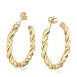 Stainless Steel Half Hoop Earrings Stud  Hypoallergenic Twisted Ring Gold  Z279