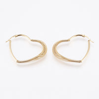 304 Stainless Steel Hoop Earrings Spring Heart Gold 49x39x5.5mm 0.6x1mm  P596