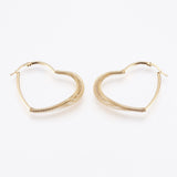 304 Stainless Steel Hoop Earrings Spring Heart Gold 49x39x5.5mm 0.6x1mm  P596