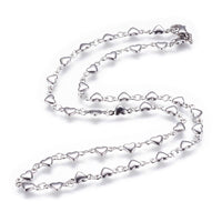 Stainless Steel Necklace Lobster Ion Plating Heart 18" 45.5cm Z643