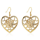 Yellow Gold Platium Plated Earrings Heart Chadelier Fish Hook Clasp L631