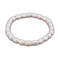 Natural Pearl Beads Stretch Bracelets 2"(5.2cm)  6-10MM Pear Size P507