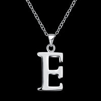 Sterling Silver Plated Necklace Women Pendant Initial Letter Alphabet B375