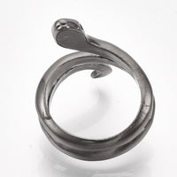 Alloy Cuff Finger Ring Snake Antique Silver Black Size 5 Adjustable 15.5mm P464