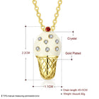 Yellow Gold Plated Necklace Women's Pendant Ice Cream AAA Zirconia Lobster B176