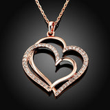 Rose Yellow Gold Silver Necklace Pendant Heart Zirconia 20" 2MM Lobster B332