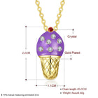 Yellow Gold Plated Necklace Women's Pendant Ice Cream AAA Zirconia Lobster B176