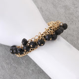 Unisex PU Leather Gold  Beads Charm Bracelet L73