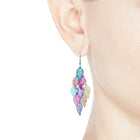 Dangle Earrings Earring Hooks Leaf Gray Blue Green Black 60x27mm P352
