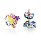 Stainless Steel Stud Earrings Earring Backs Four Leaf Clover 9x8.5mm A173